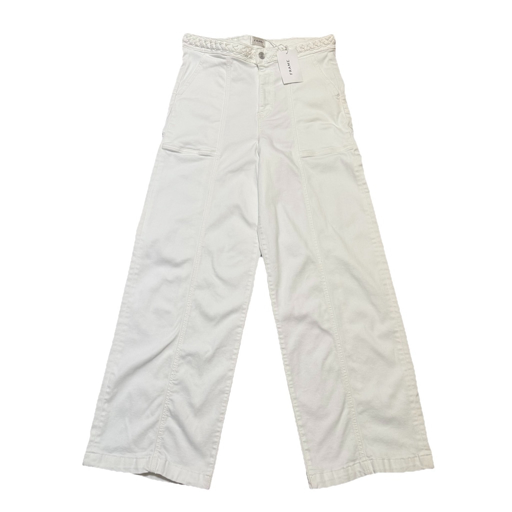 NWT FRAME Braided Wide Leg Jeans Women's Sz:32 White Waist High Rise - Picture 5 of 16